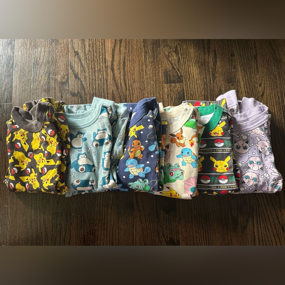 Lot of six Hanna Andersson Pokemon Pajamas Size 6/7 VGUC